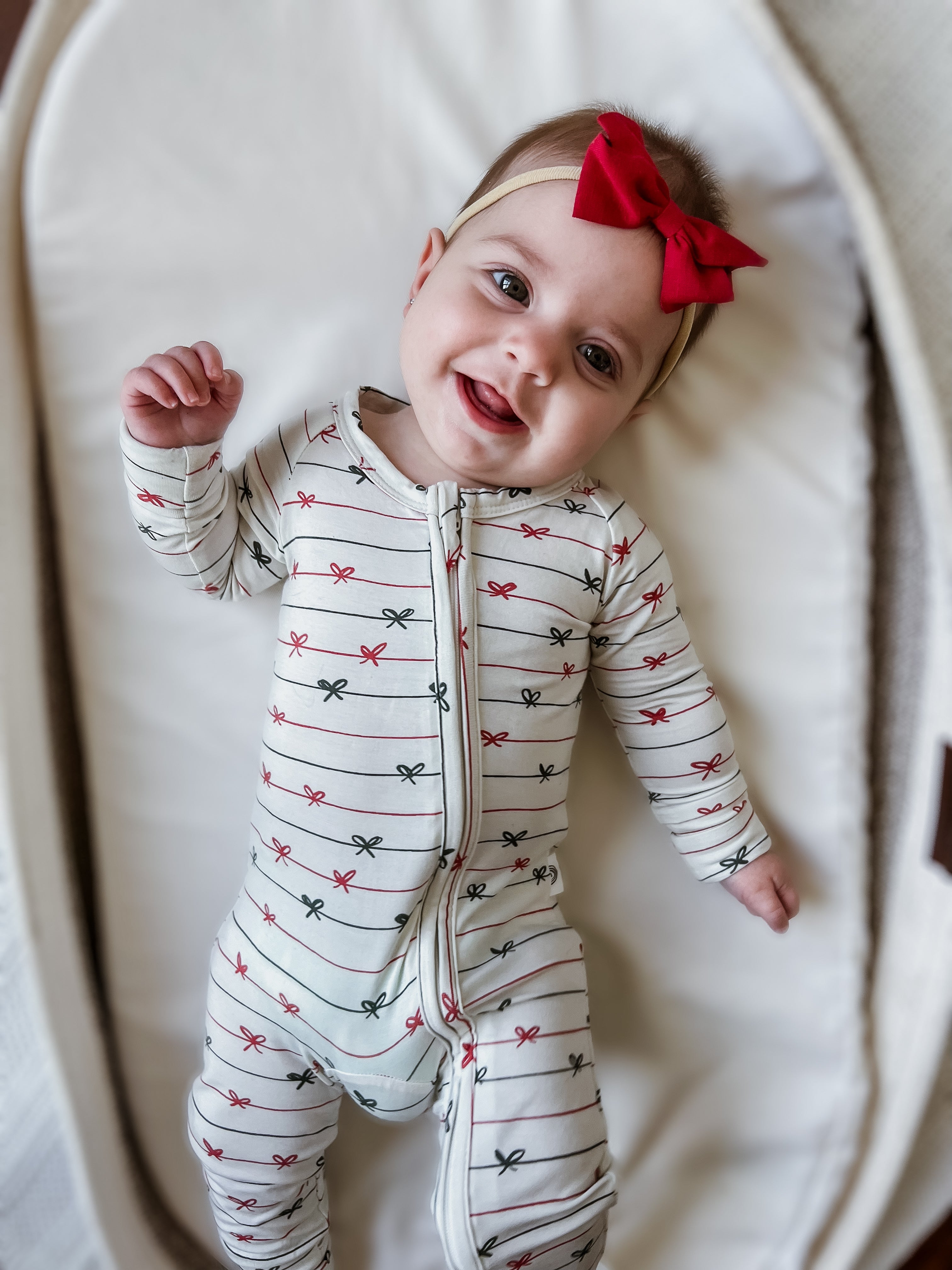 Tied with a Bow Christmas Bamboo Zippy Pajamas