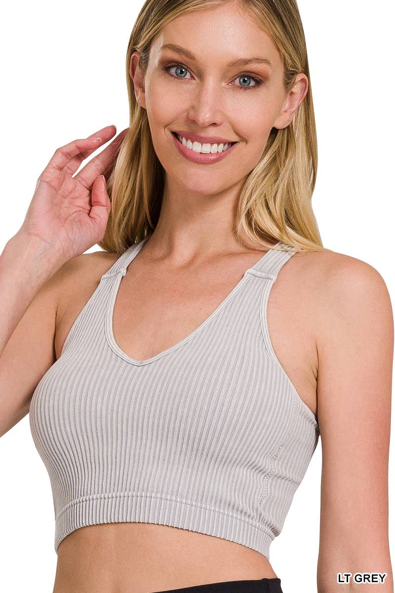 ",,....Premium Washed Rib Seamless Bralette w\ Removable B