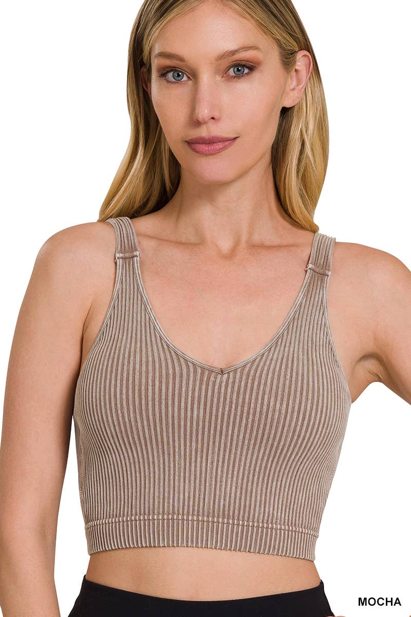 ",,....Premium Washed Rib Seamless Bralette w\ Removable B
