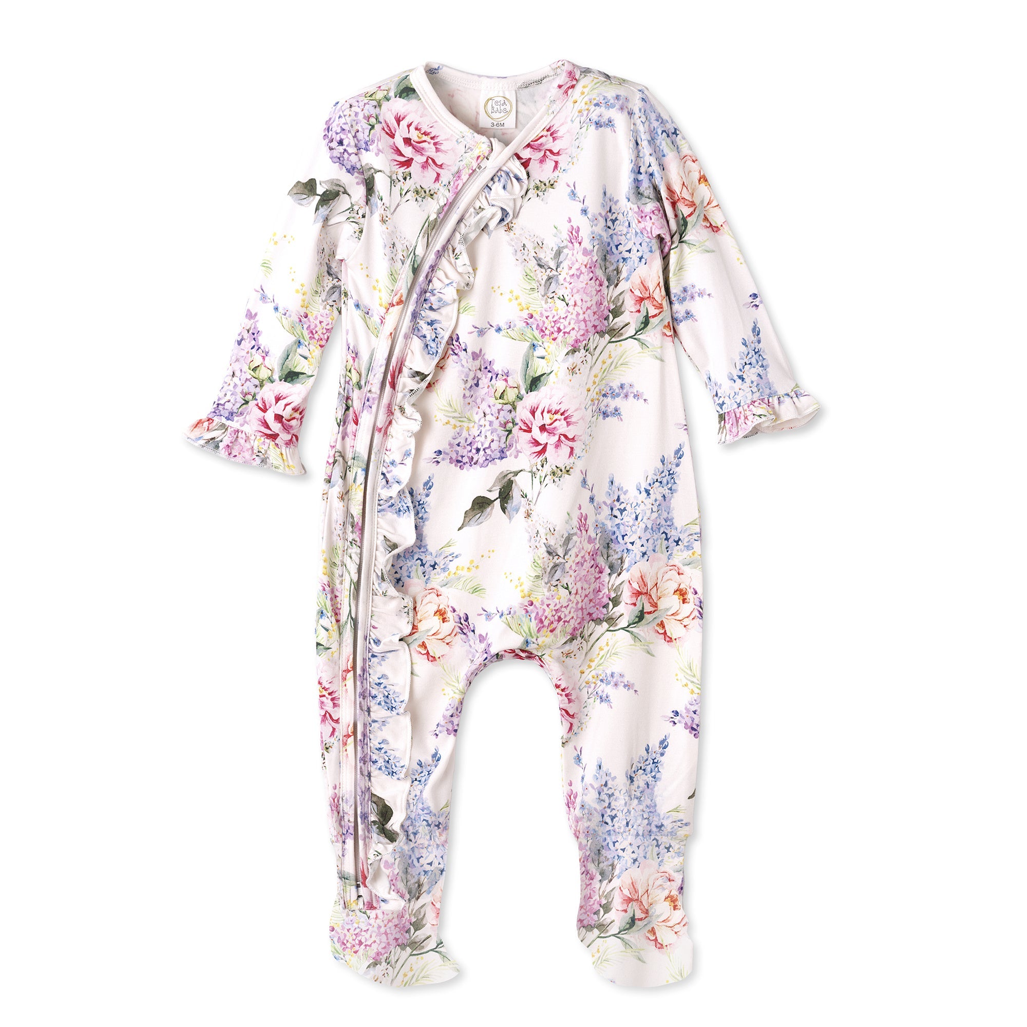 Dream Blossom Soft Bamboo Baby Girl Floral Zipper Romper