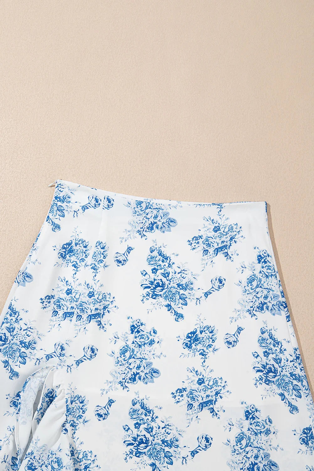 Floral Boho High Waist Ruffle Split Maxi Skirt