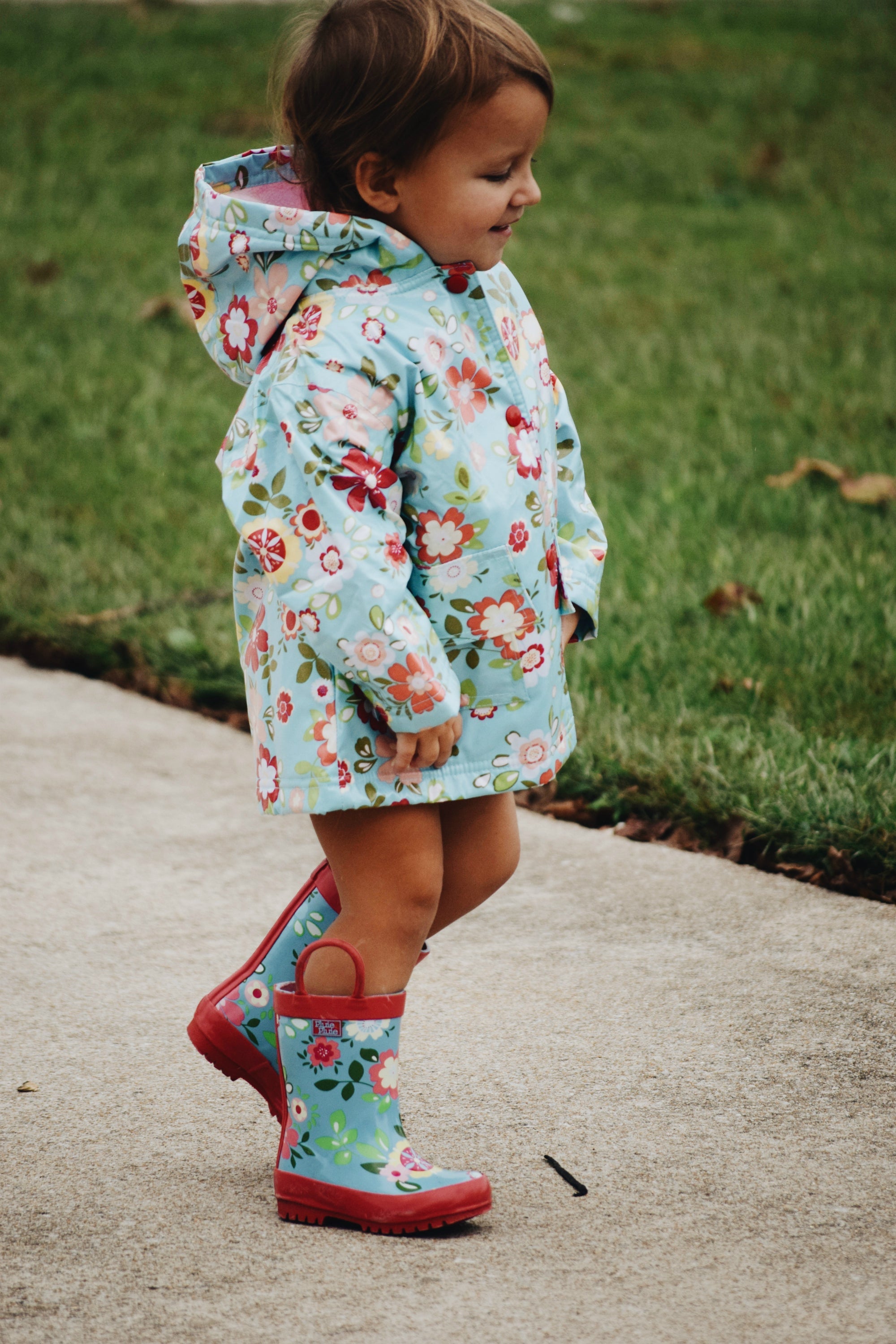 Blue Floral Rain Boot