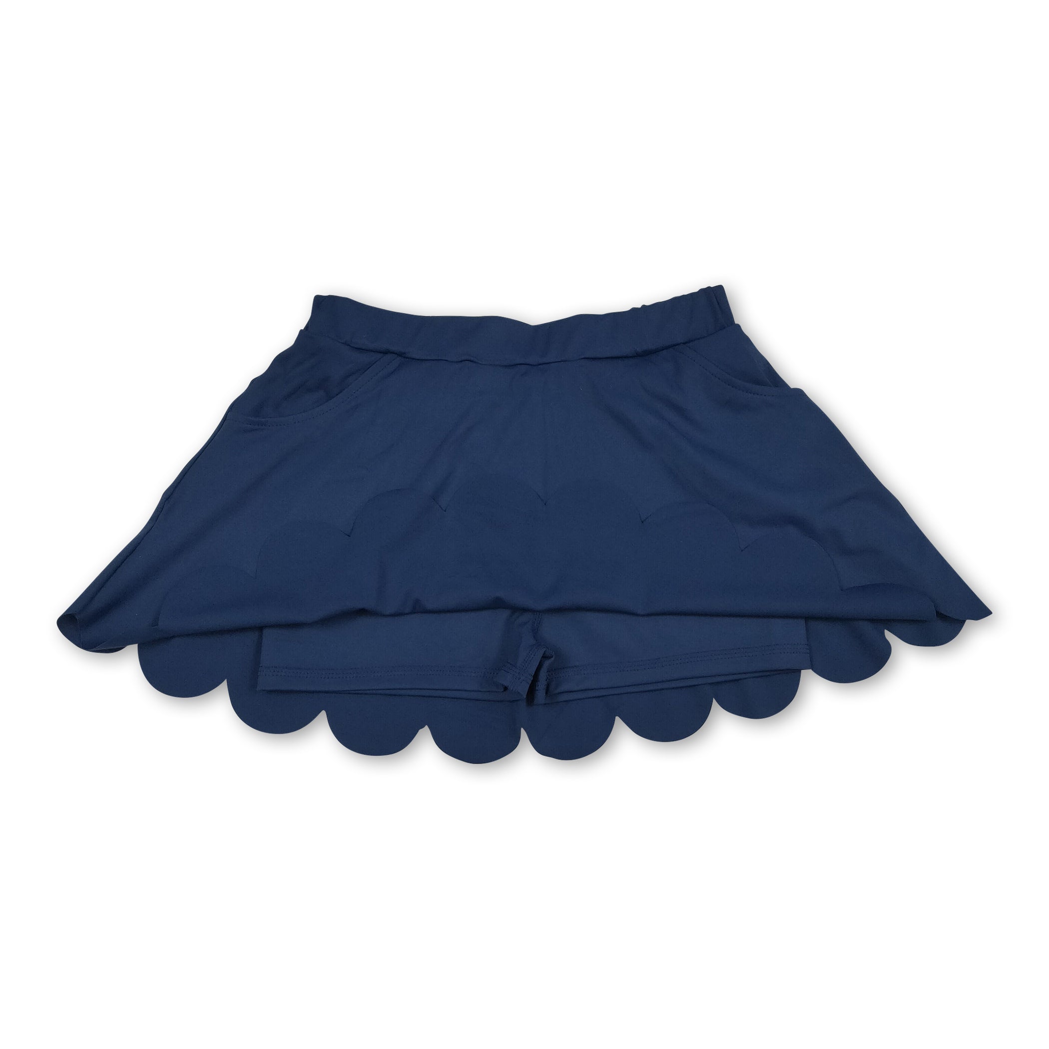 Navy pockets scallop kids girls summer activwear skirt