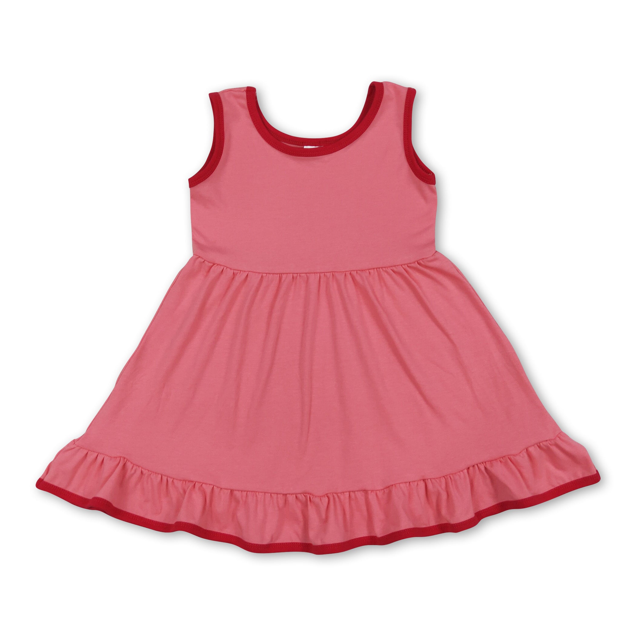 Sleeveless watermelon red ruffle baby girls summer dress