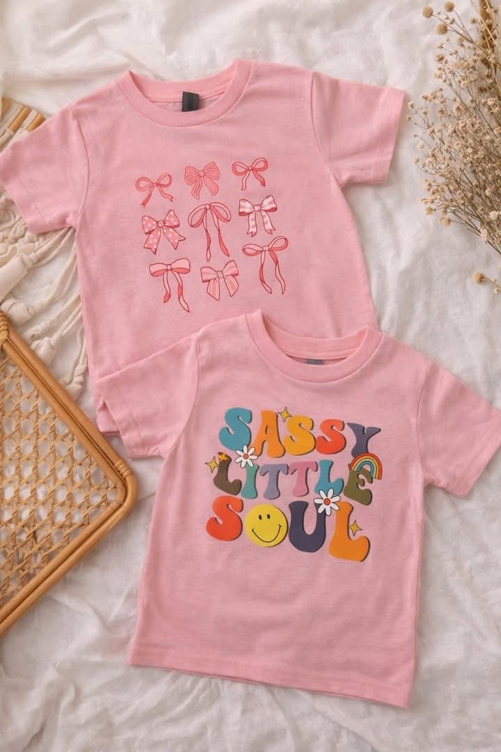 Sassy Little Soul Toddler Tee Bundle – Pink Bow + Retro Graphic Set | Girls Boutique Outfit