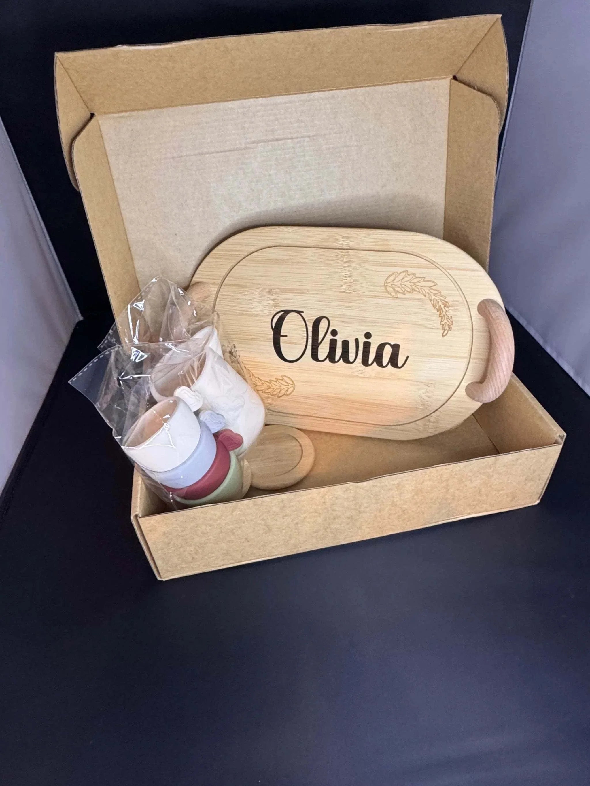 Personalized Kids’ Wooden Tea Set – 14-Piece Pretend Play Set with Engraved Bamboo Tray – Montessori-Inspired Toy for Toddlers & Children