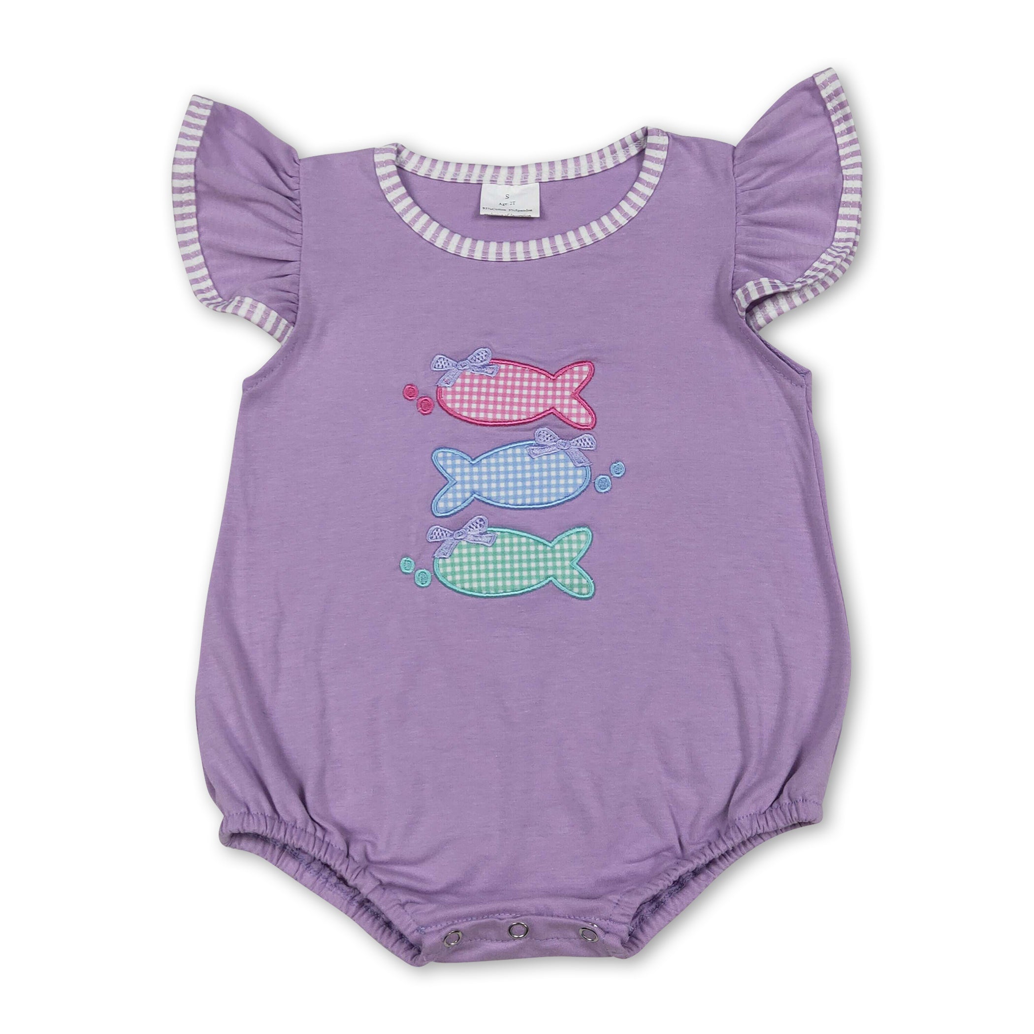 Lavender flutter sleeves fish bow baby girl summer romper