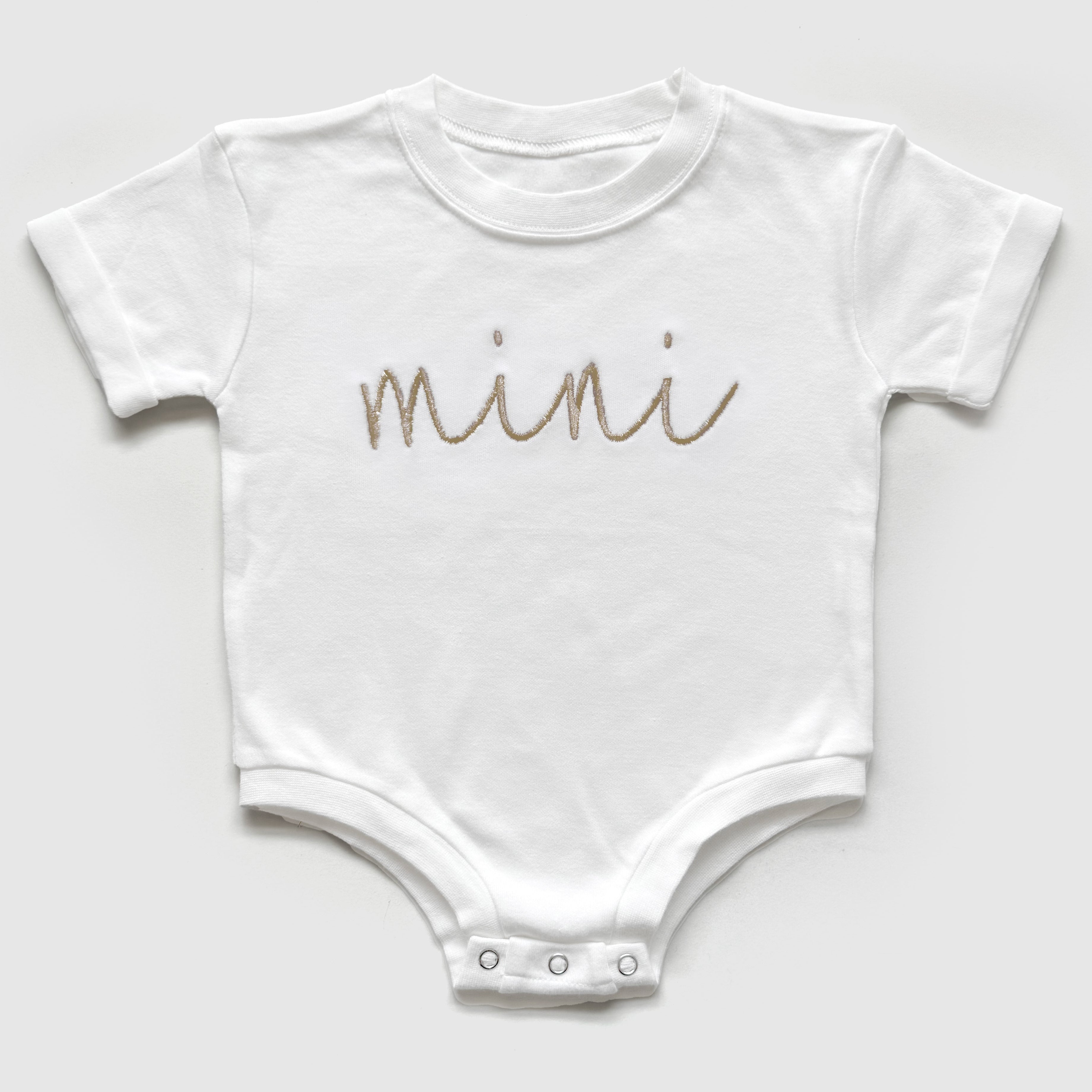 Embroidered Mama and Mini Matching Shirt Set in Neutral Beige